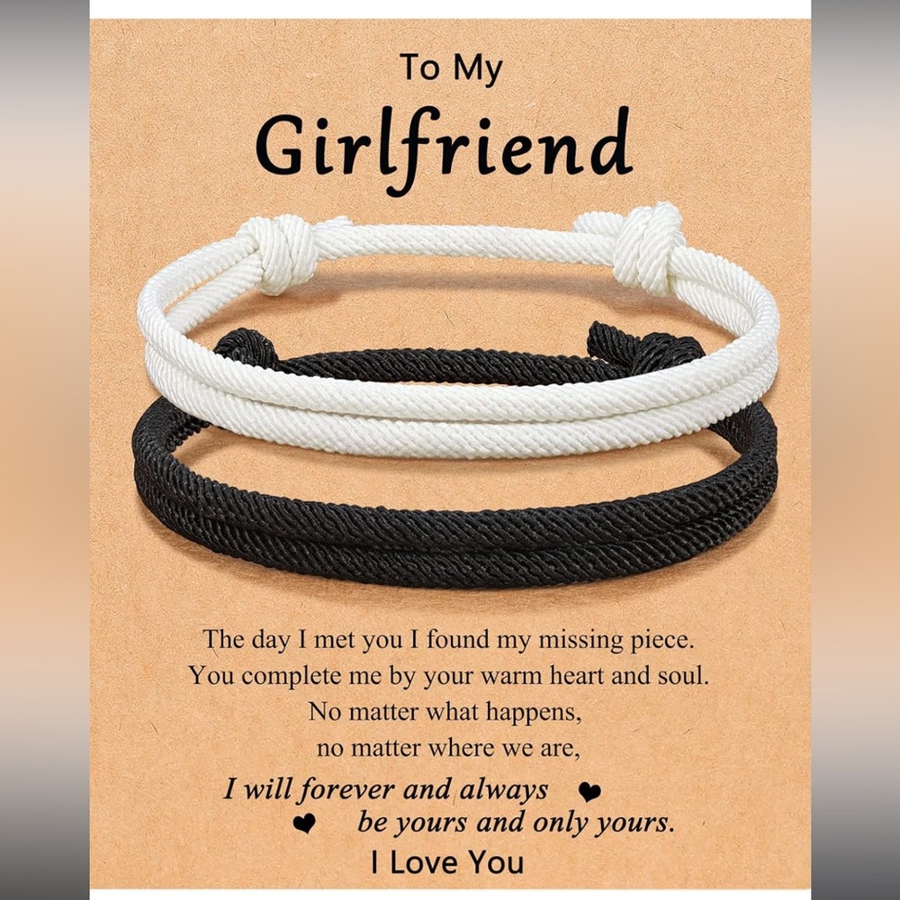 Elegant Black and White Rope Bracelet Set